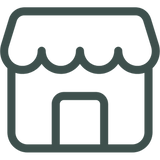graphic illustration icon of a brick and mortar shop and storefront
