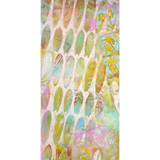 summery mixed media abstract painting of a repeating surfboard pattern design